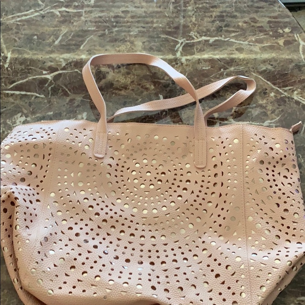 SOLD-Pink Faux Leather Tote